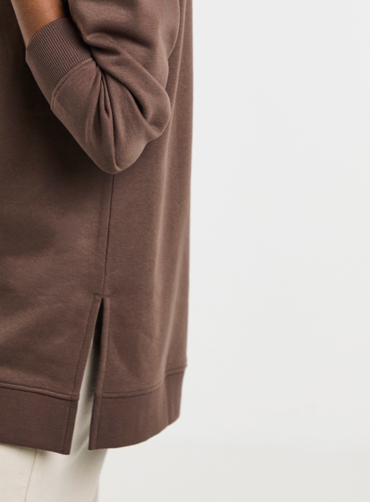 SIMPLY BE Side Split Sweatshirt Tunic Brown 20 - Image 4 thumbnail